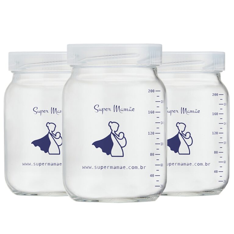 Kit com 3 Potes de Vidro para Armazenar Leite Mate