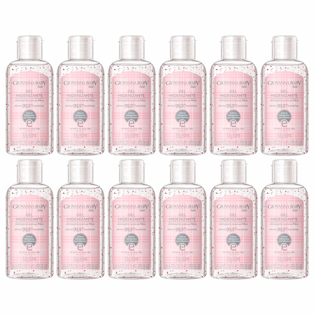 Kit Giovanna Baby Classic 60ml Álcool Em Gel Higienizante Antisséptico