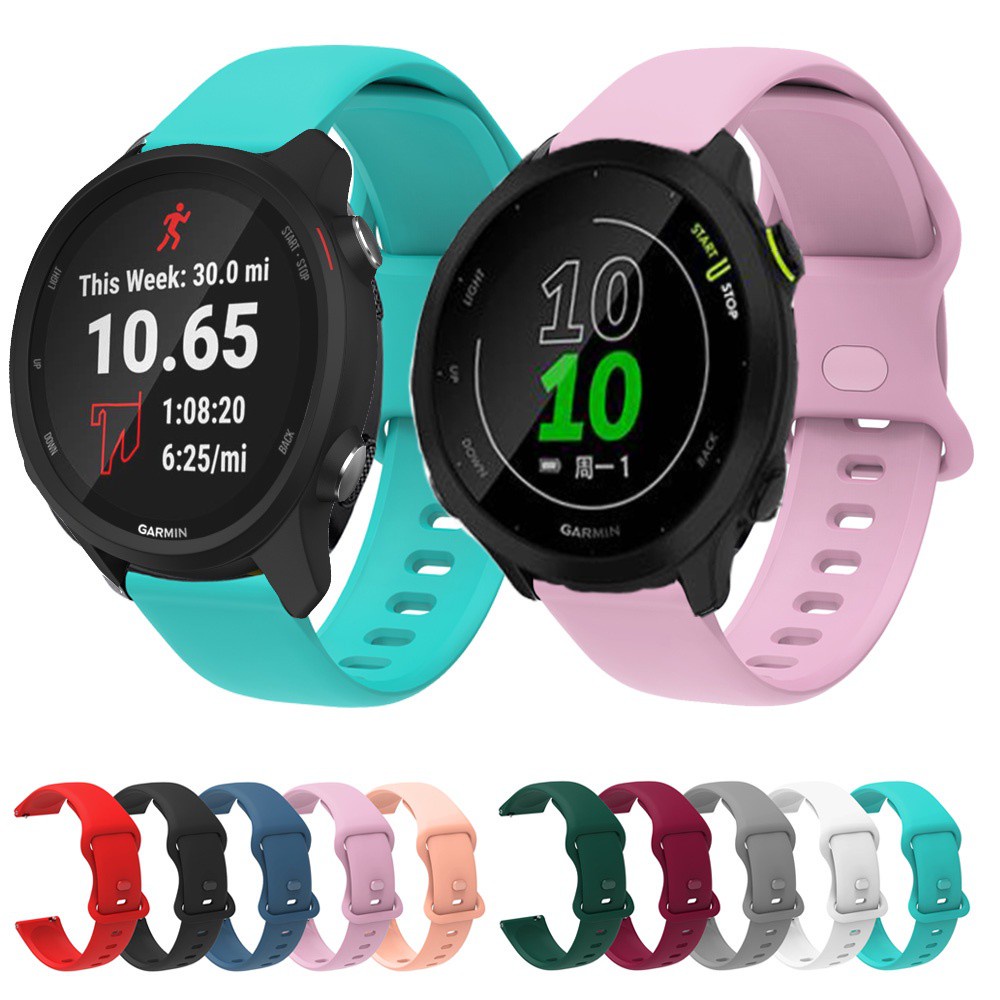 Pulseira De Silicone De 20mm Para Garmin Forerunner 55/158/245/245M/645/Venu/Vivoactive 3 SQ Música
