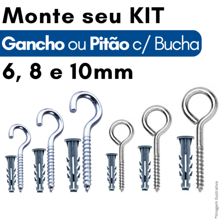 Kit Pitão com Bucha Kit Gancho e Buchas Fixação