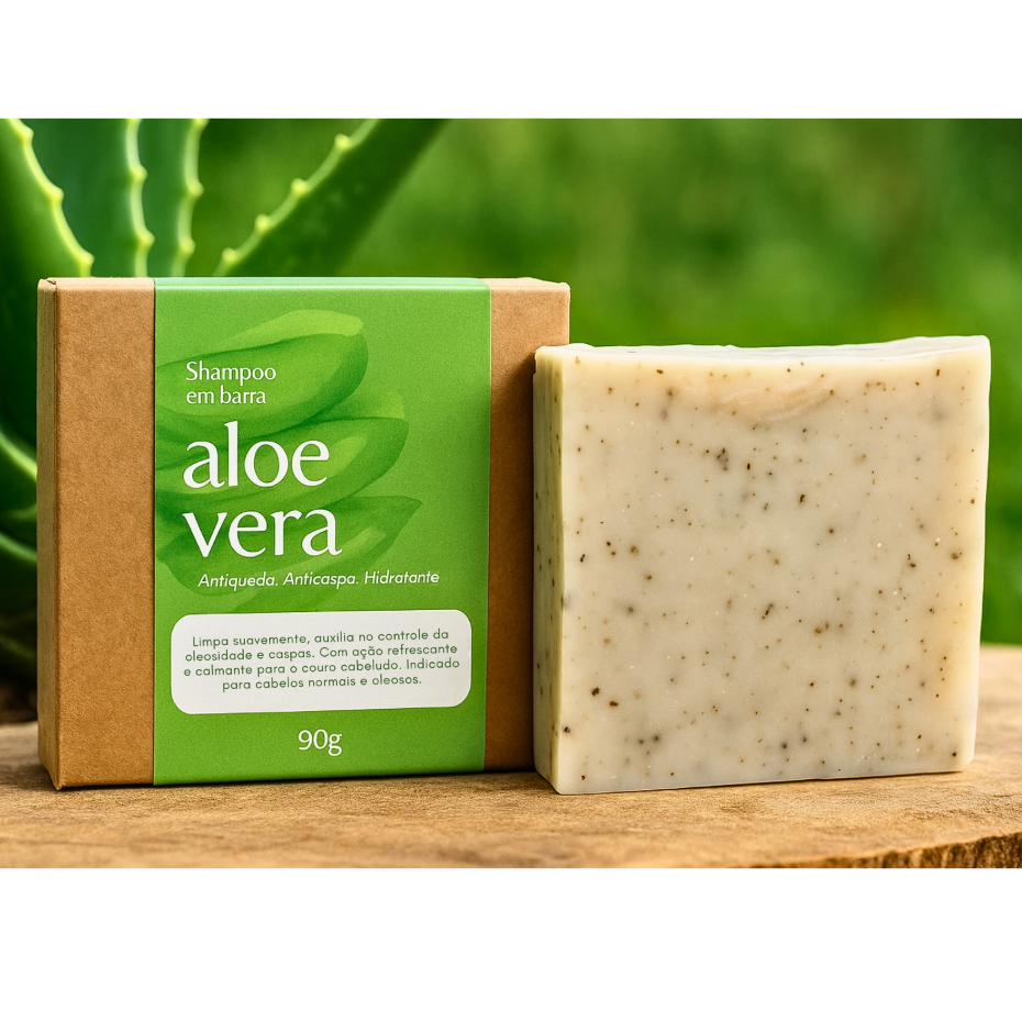 Shampoo Sólido de Aloe Vera – Anti Queda e Cabelos Secos e Crescimento Capilar