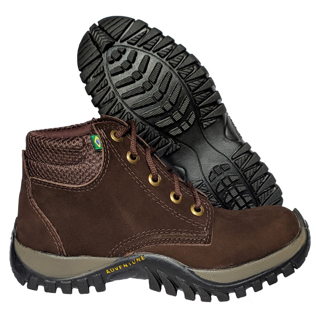Coturno Tênis Bota Adventure Masculina Trilha Couro Legitimo