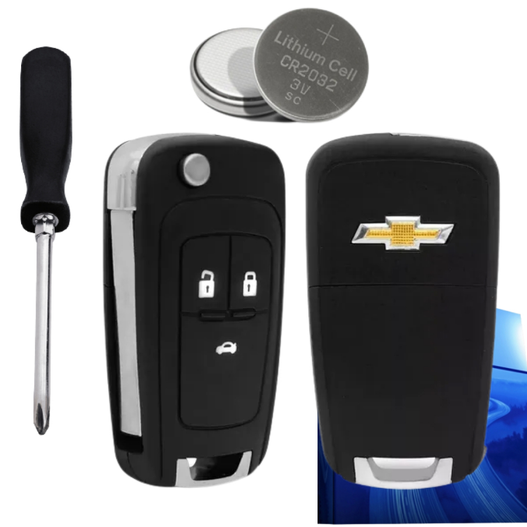 Capa Chave Canivete Onix Cruze Prisma Cobalt Gm + Bateria + Chave de Fenda – 3 botões