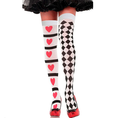 Meia 7/8 Rainha De Copas Fantasia Cosplay naipes b