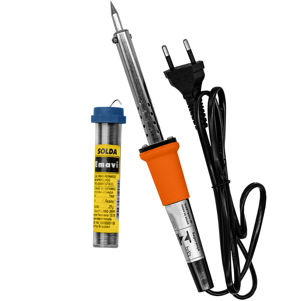 Kit Ferro de Solda 110V/220V + Estanho Para Soldagem Soldar Placa e Circuitos Elétricos 40W e 30W