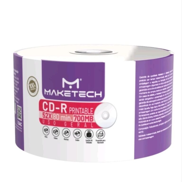 50 Cd-r Printable Maketech 700 Mb 80 Minutos 52x O