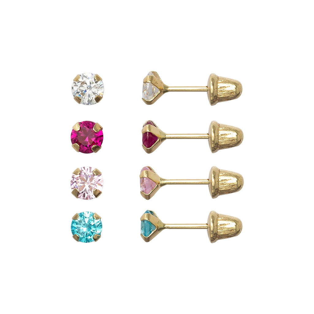 Brinco De Pedrinha 3mm Em Ouro 18k (bebe) Recém Nascido