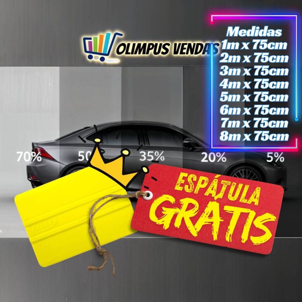 Insulfilm Anti Risco 75 ctm  G5%, G20% ,G35%  Automotivo