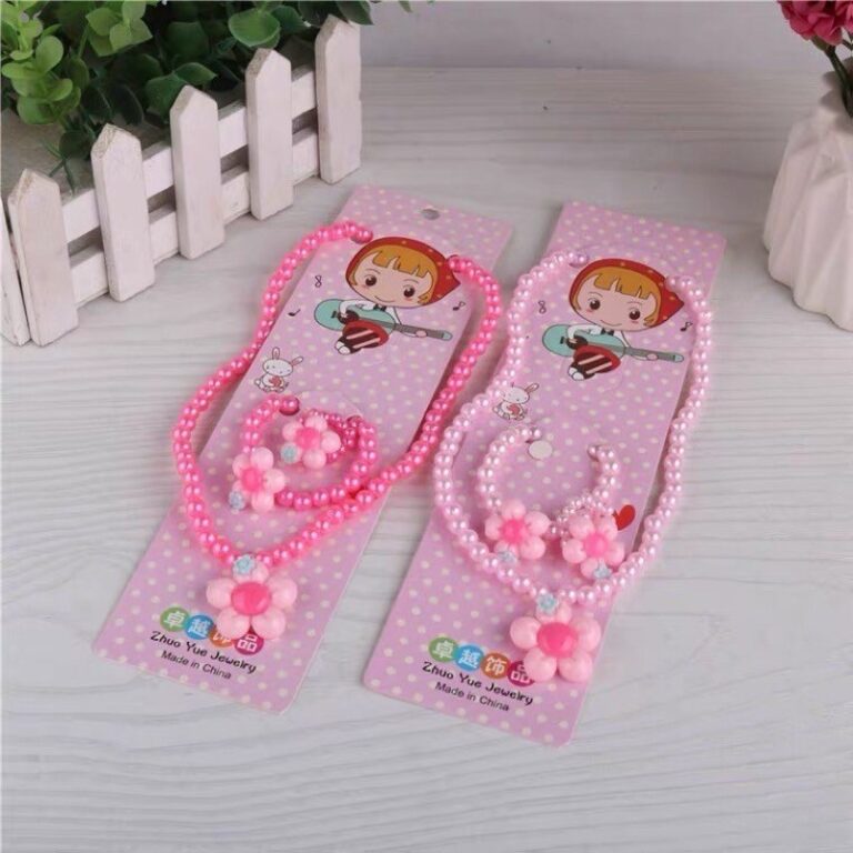 Kit Colar/Pulseira e Anel Infantil Flor Borboleta 