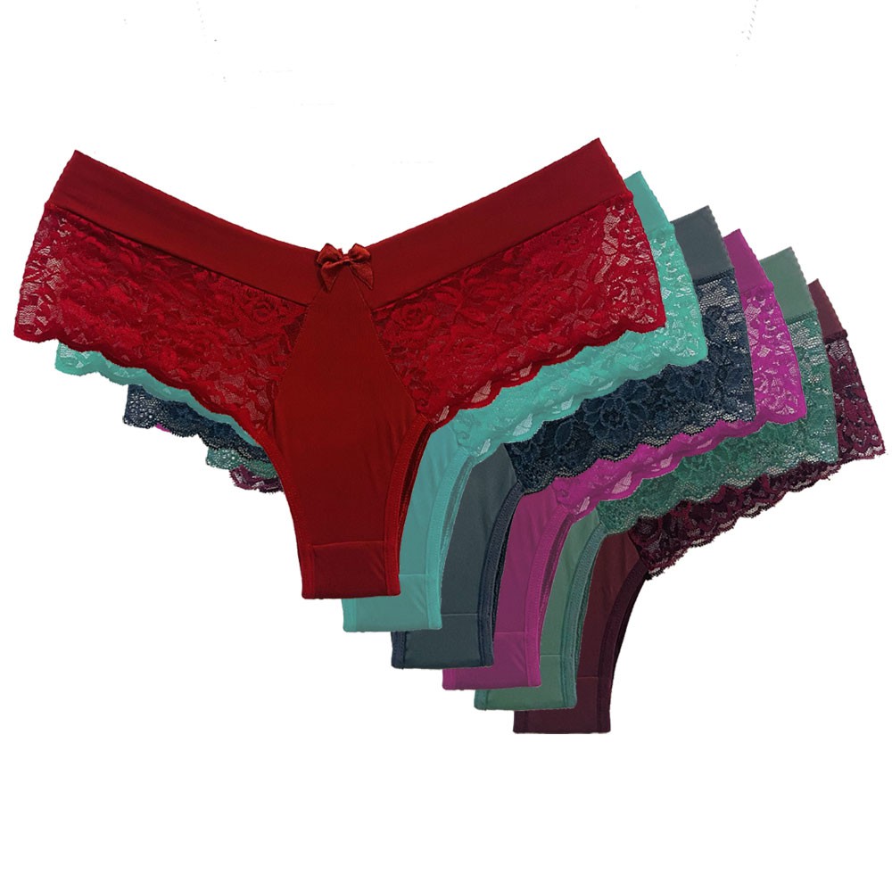 Kit 5 Calcinhas Renda na Lateral Microfibra Barato Lingerie Tanga Sexy