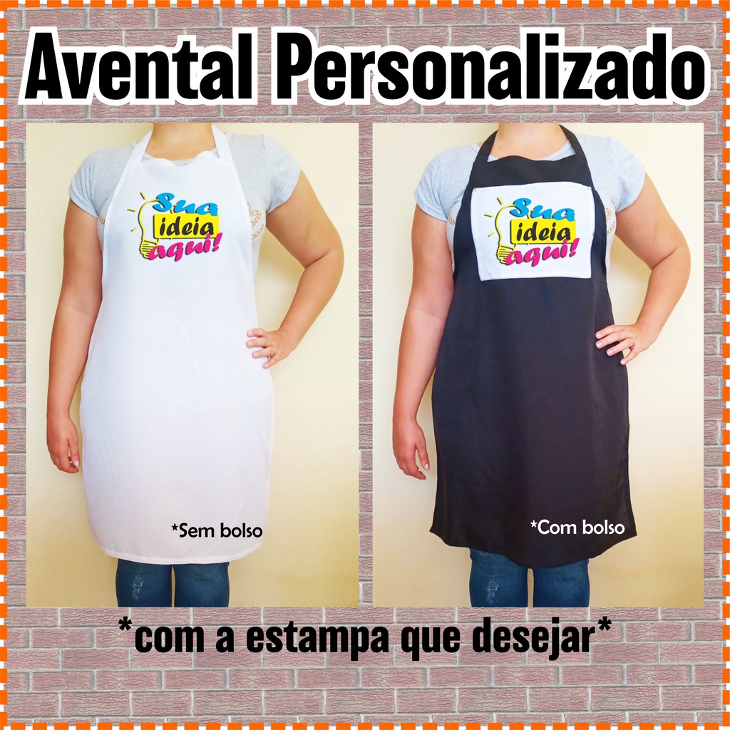 Avental Personalizado – Presente Criativo Uniforme Cheff Cozinha, Garçom, Festa Buffet, Eventos, Lan