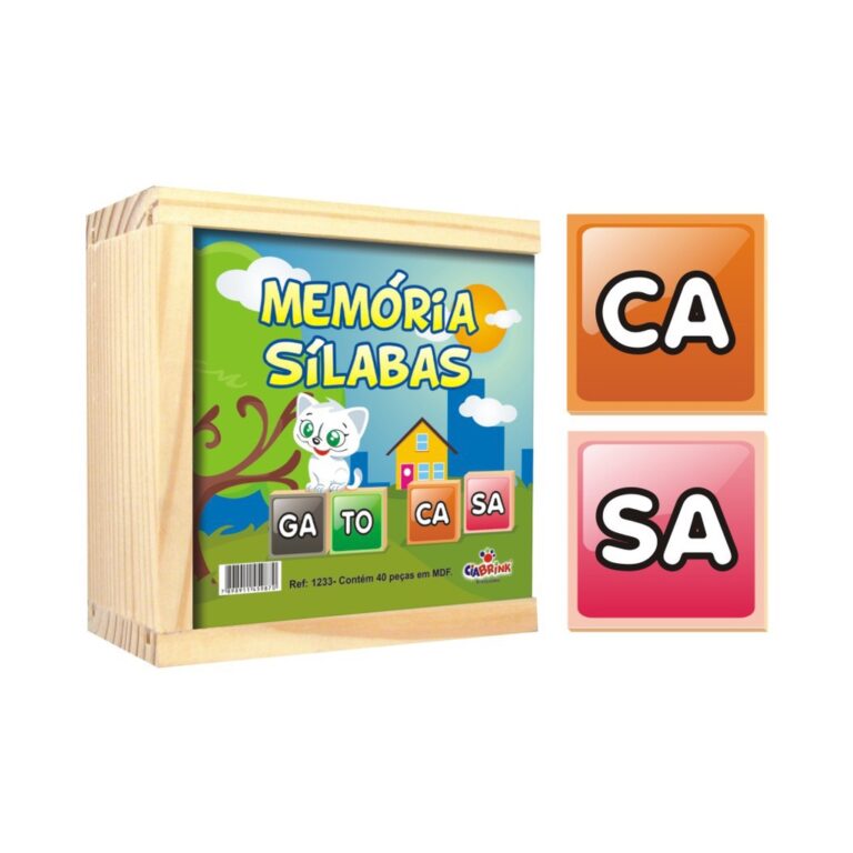 Jogo da Memória Sílabas Caixa em Madeira