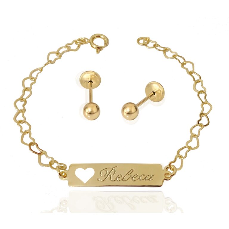 Kit Infantil Brinco e Pulseira Antialergico com No