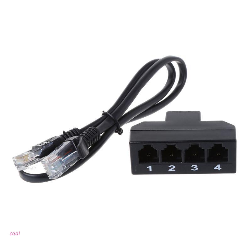 RJ11 6P4C Fêmea Para 4 Ethernet RJ45 8P8C Conversor Telefone