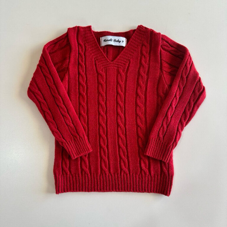 Suéter Infantil Bebê Tricô Tranças Gola V Blus