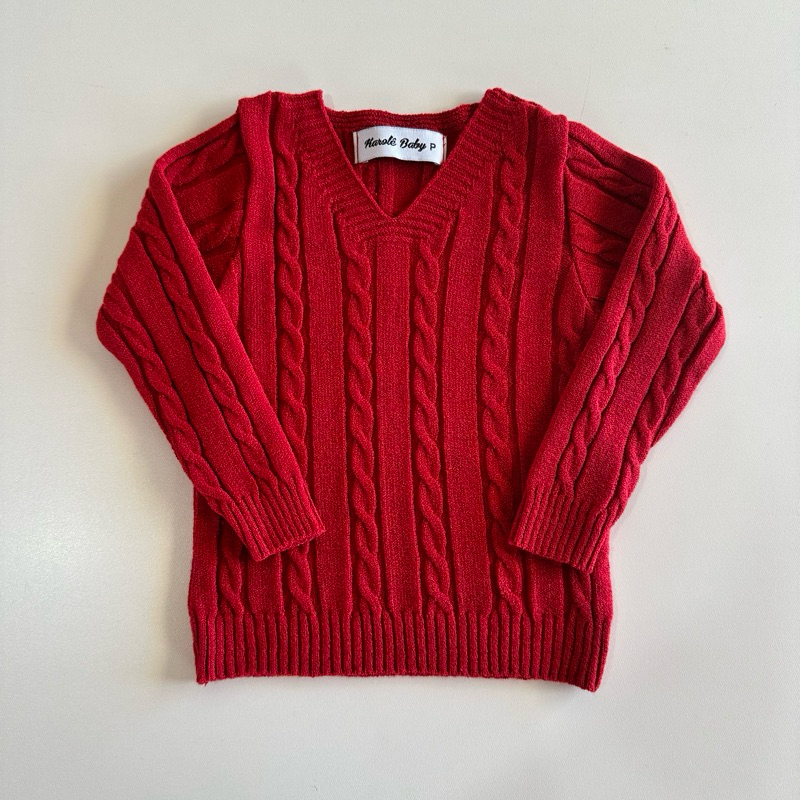 Suéter Infantil Bebê Tricô Tranças Gola V Blusa Confortável Macia Unisex