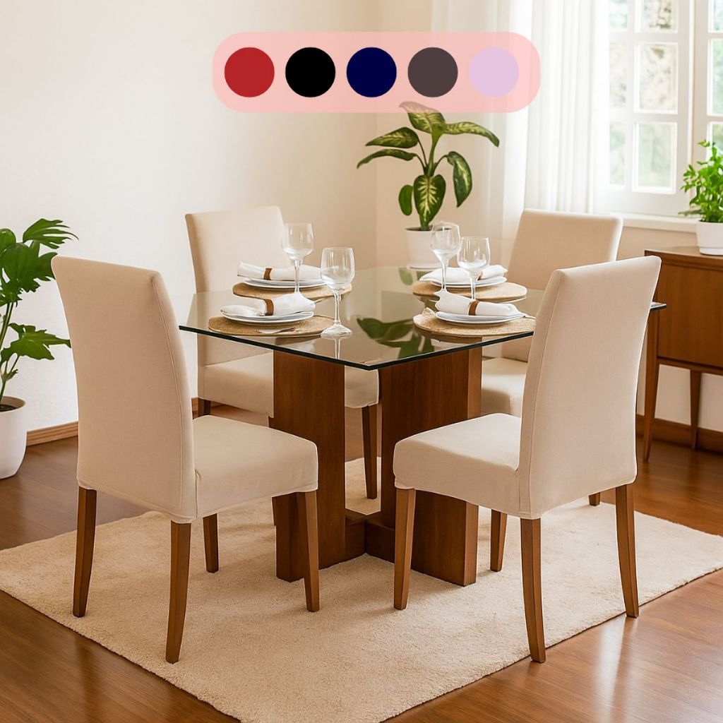 Kit 4,6,8  Capa De Cadeira Malha Gel p/ Mesa De Jantar – Várias Cores