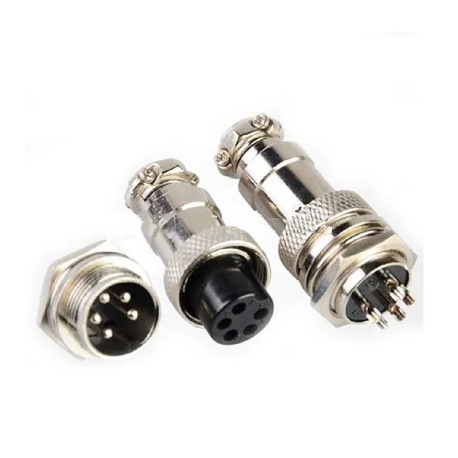 Par Conector Circular Gx16 5 Vias Mike Macho Fêmea 5a / 5 PINOS