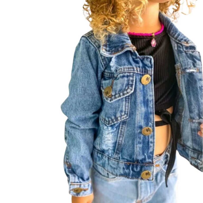 Jaqueta Jeans marmorizada clara Infantil Destroyed