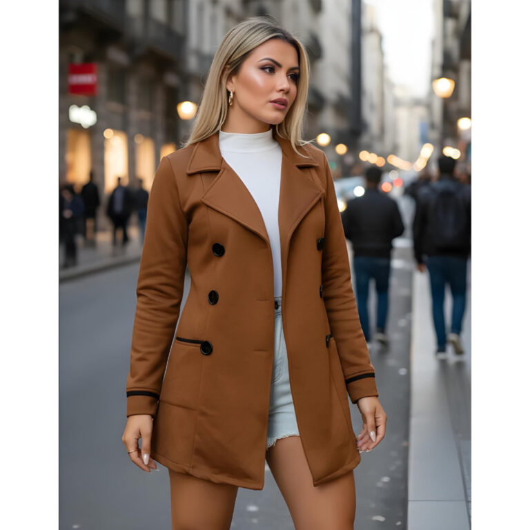 Casaco Moletom Sobretudo Feminino Inverno C/ Botõ