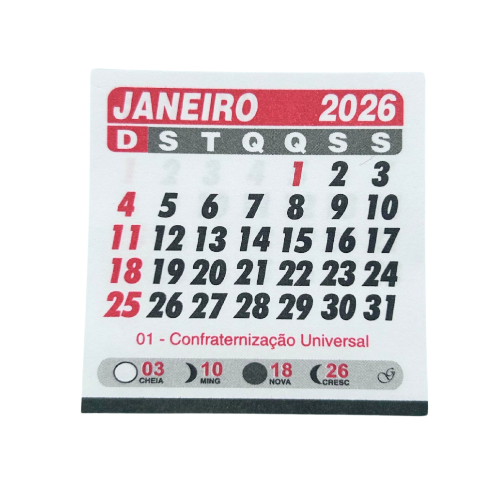 250 Mini Calendário Destacado 2027 Para Imã De Geladeira 5×5 Cm