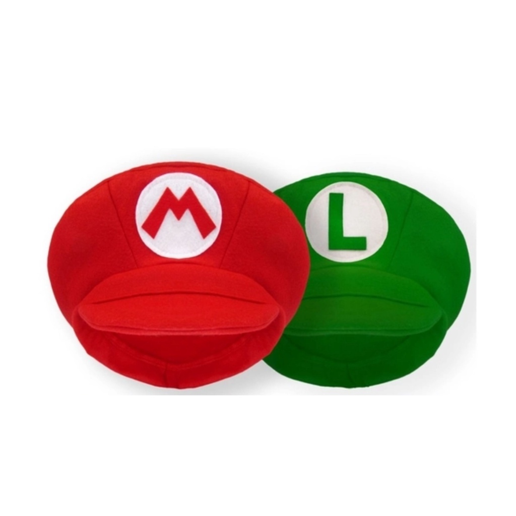 Quepe Super Mario Bros Boina, Chapéu fantasia, Mario e Luigui ADULTO e INFANTIL