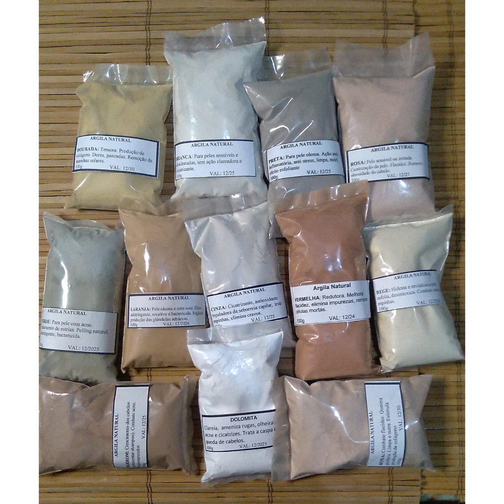 Argila Facial kit Care com 5 unidades. 500g cod.05(.Pr.,Be.Dou.Dol.Esf).