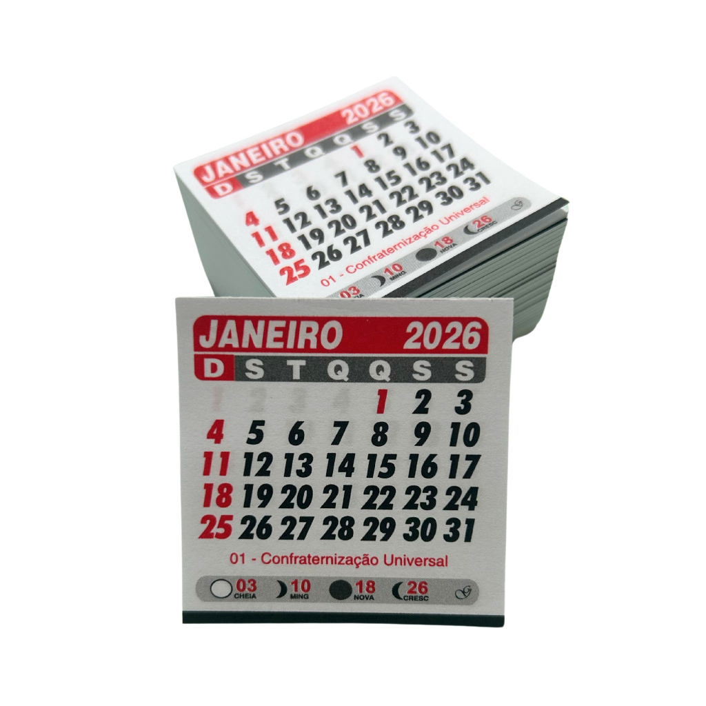 100 Bloco Para Mini Calendário 2026 Para Imã De Geladeira Já Destacado 5×5