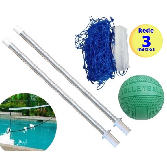 Kit Biribol Volei Para Piscina Com Rede 3 metros