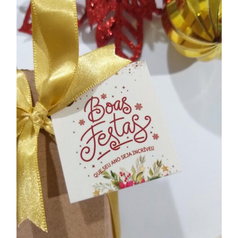 50/100 tags 5cm Boas festas – Natal pronta e