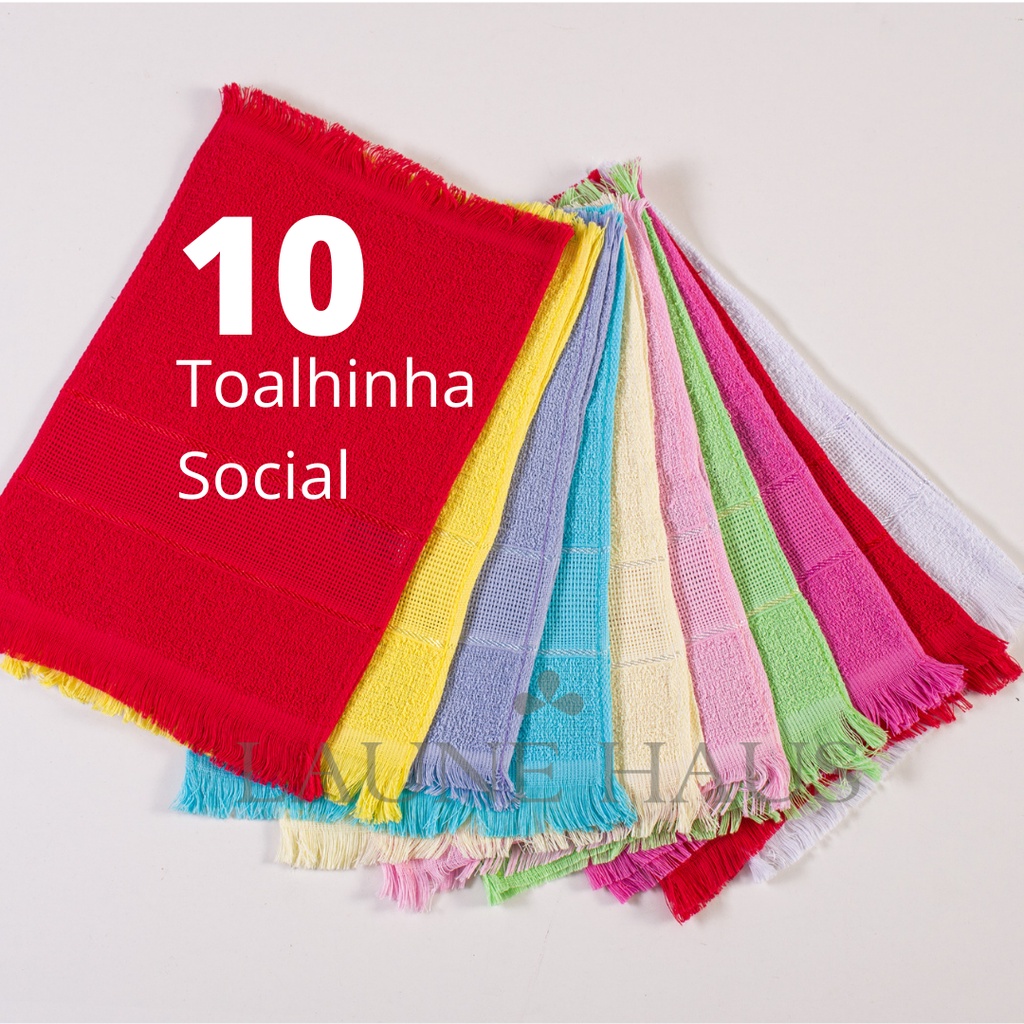Kit Com 10 Toalhas Social 100% Algodão 20cm x 30cm Toalhinha De Mão Manicure Esmaltaria Artesanato P