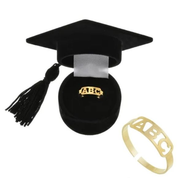 Anel ABC Infantil  Regulável Com Caixinha de Cape