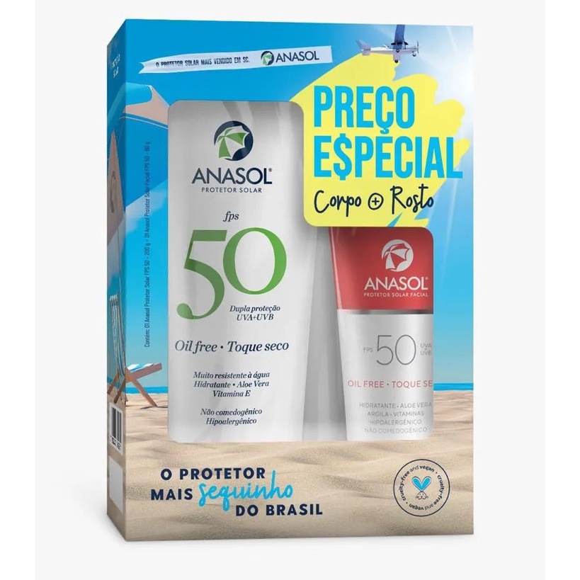 Anasol Kit Protetor Solar Facial Anasol FPS 50 60g + Corporal FPS 50 200g