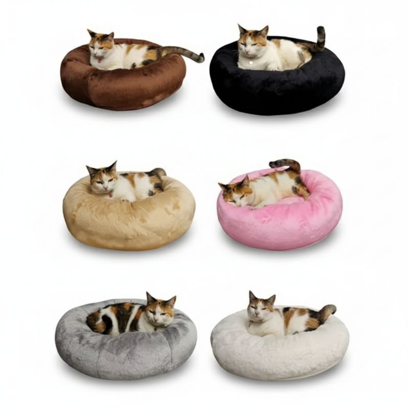 Cama para Gato Redonda Confortável – Cama Pet Fofa com fundo Impermeável