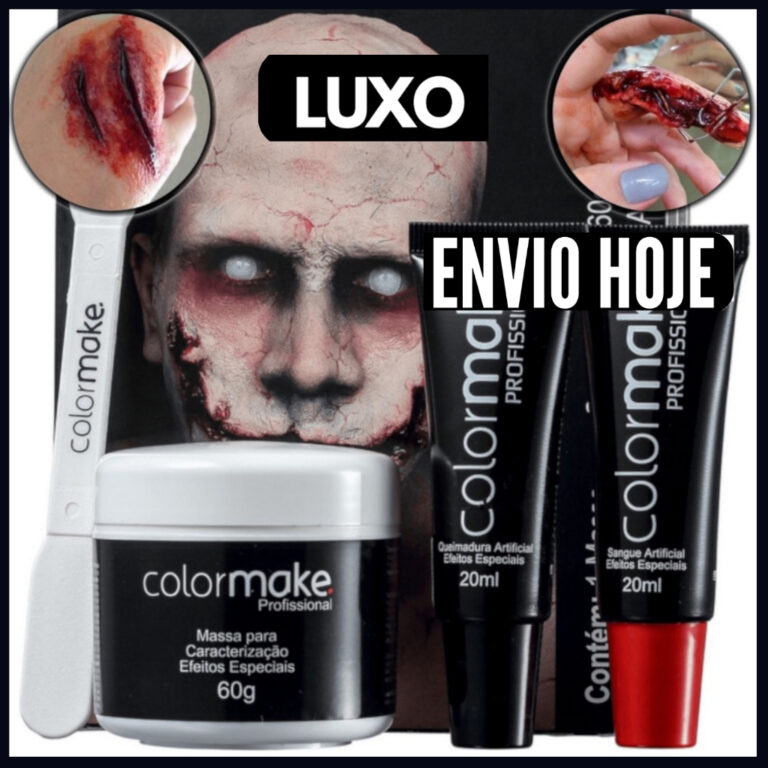 Kit maquiagem Halloween: sangue falso lavável, ef