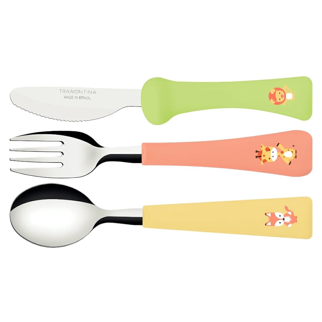 kit de talheres infantil Tramontina baby friends 3 pç color