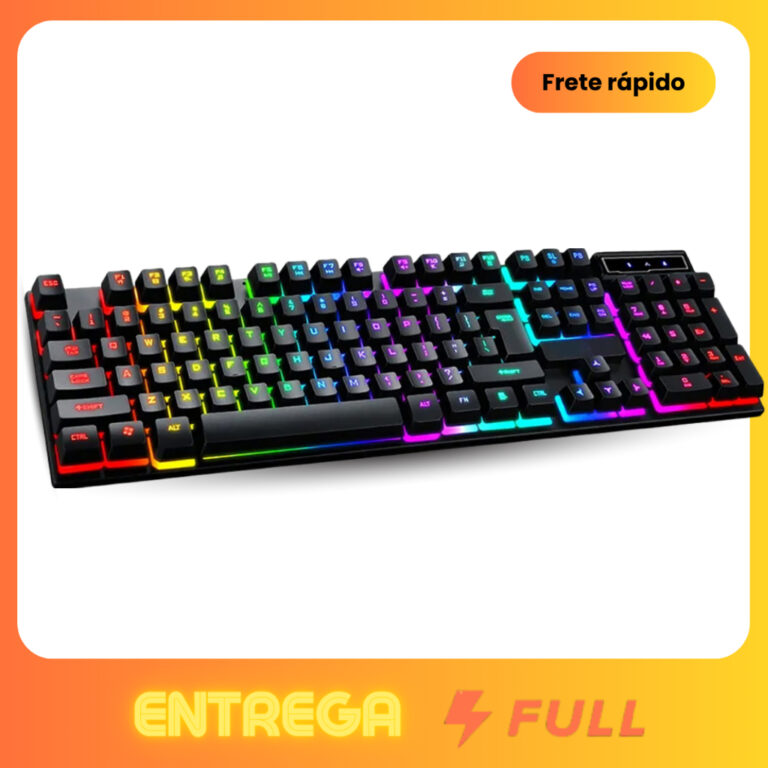 Teclado Gamer Semi Mecânico com Fio Preto Led RGB