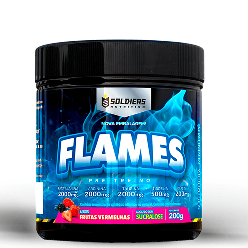 Pré-Treino Flames 200g 100% Importado Soldiers Nutrition Pré Treino Pre Workout Termogênico Energia