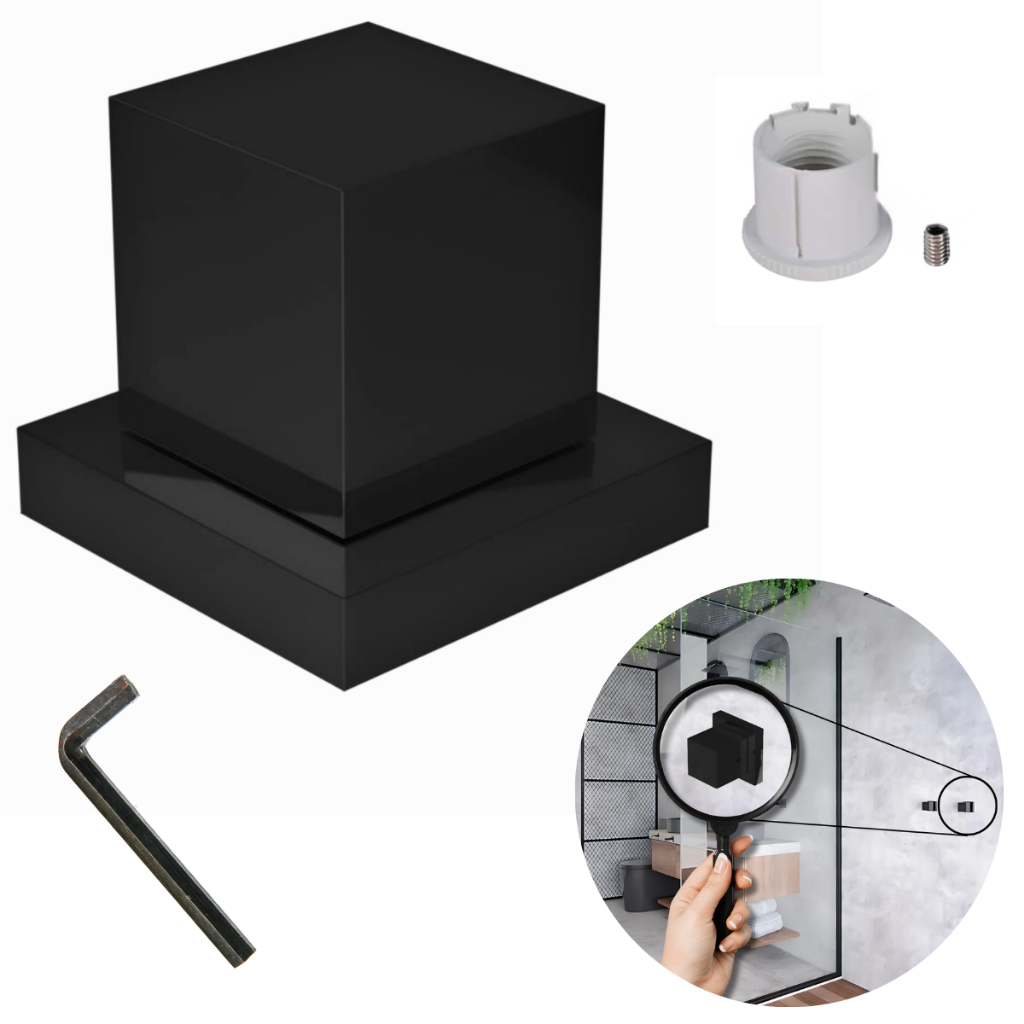 Acabamento Preto Fosco Quadrado Metal Para Registro de Chuveiro Padrão DECA 1/2, 3/4, Geral Banheiro