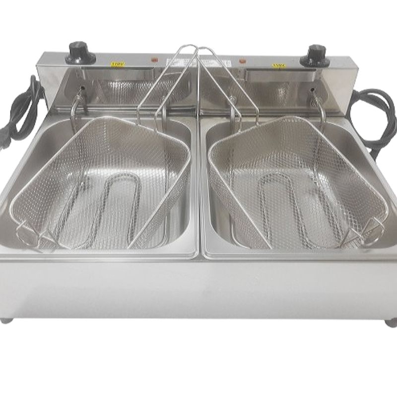 Fritadeira elétrica Industrial Profissional 10 litros 2 cubas inoxidável
