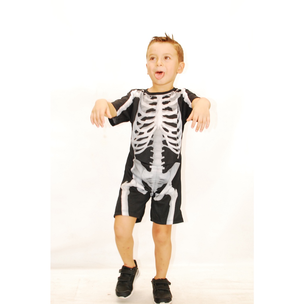 Fantasia Infantil Esqueleto Caveira Luxo