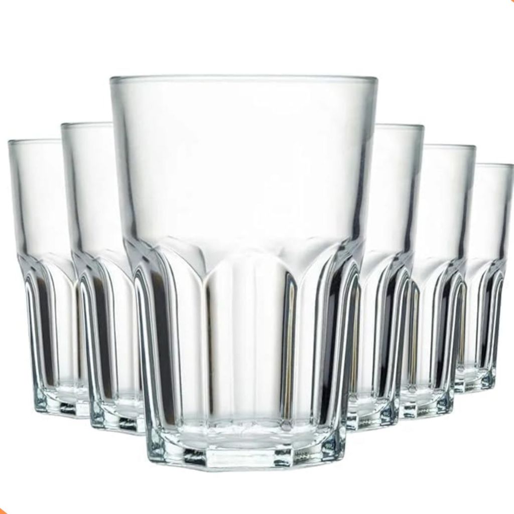 Jogo com 6 Copos de Vidro 350ml  Ideais para Chopp, Whisky, Água, Drinks, Sucos Design Elegante