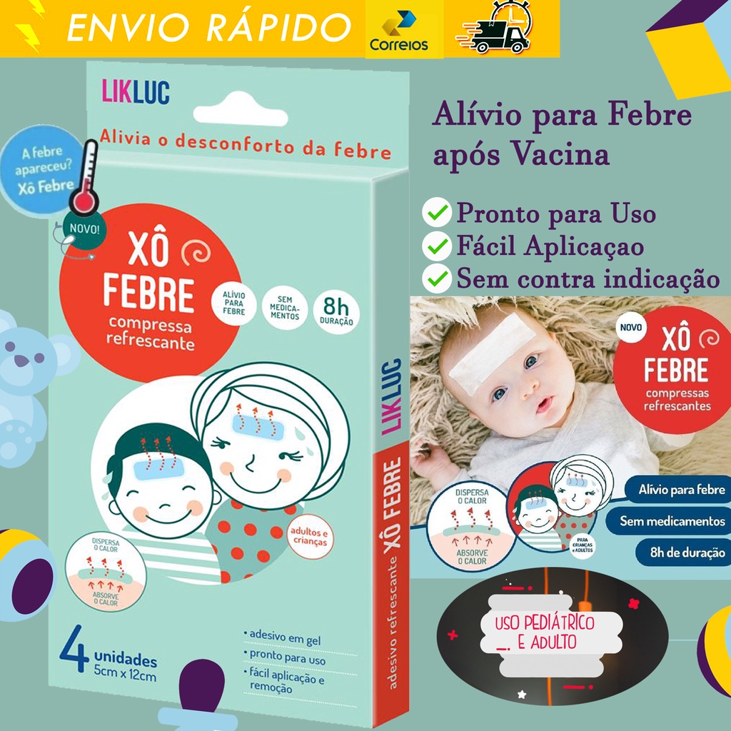 Original Xô Febre Pós Vacina Compressas Refrescante Alívio da Febre e Dor Likluc Bebê Adulto Criança