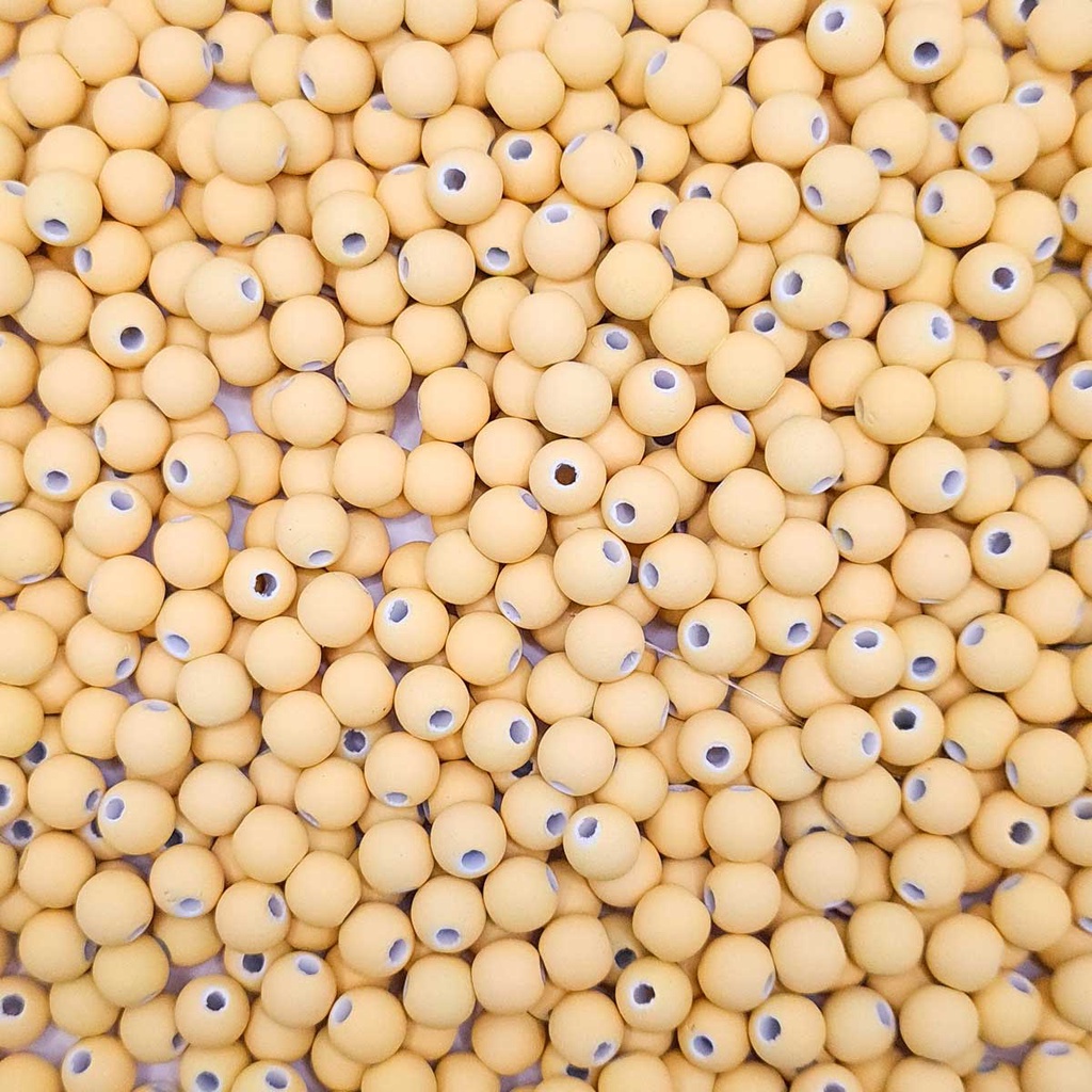Miçanga Passante Bola Emborrachada Plástico Amarelo Claro 8mm 50pçs 20g