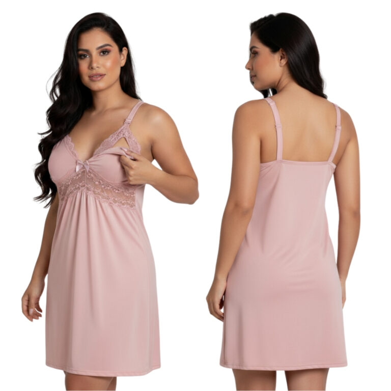 Camisola Amamentação com Click Renda Delicada | 