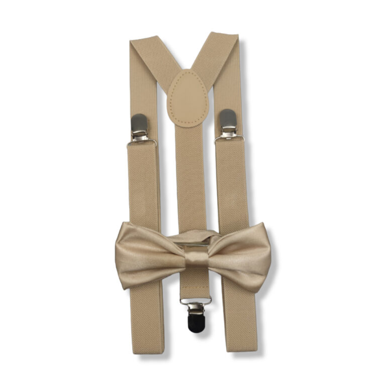 Kit Suspensorio com Gravata Borboleta Creme Bege A