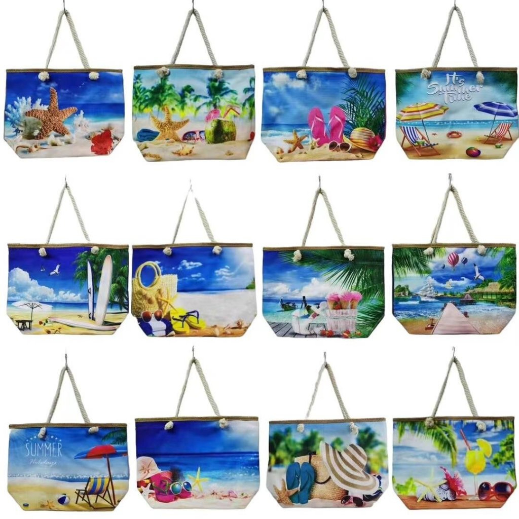 Bolsa de praia em lona Beach Way com alça de corda