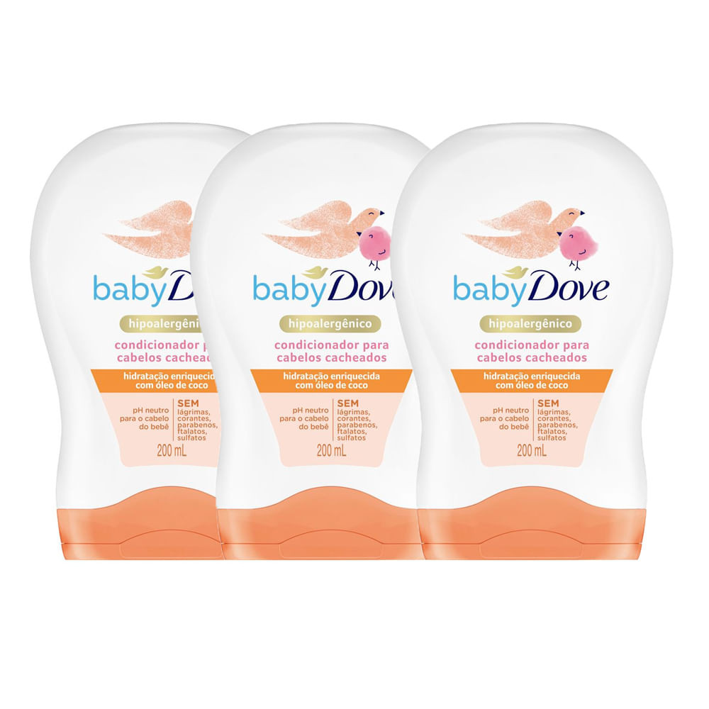 Kit 3 Condicionador Dove Baby Hidratação Enriquecida Cabelos Cacheados com 200ml
