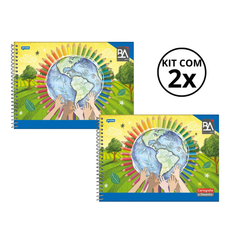Kit Com 02 Caderno De Desenho Basic Art 48 Folhas 