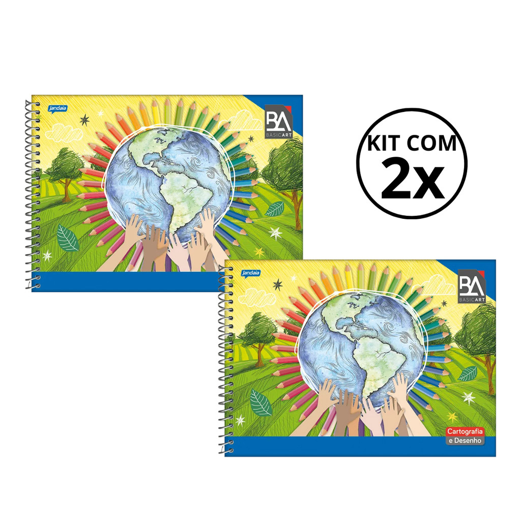 Kit Com 02 Caderno De Desenho Basic Art 48 Folhas  – Jandaia